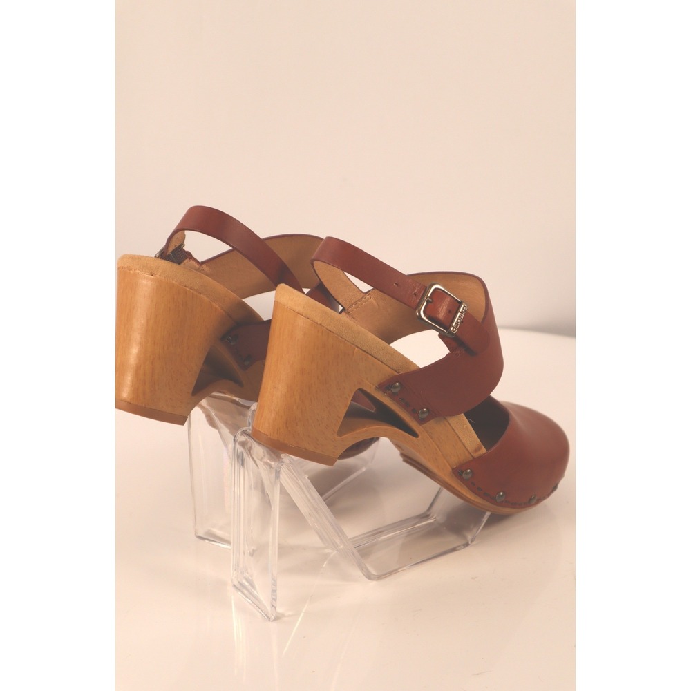 Dansko Brown Leather Slingback Clog Platform Heels Studded Wood Sole EU39/US 8 - Picture 5 of 8